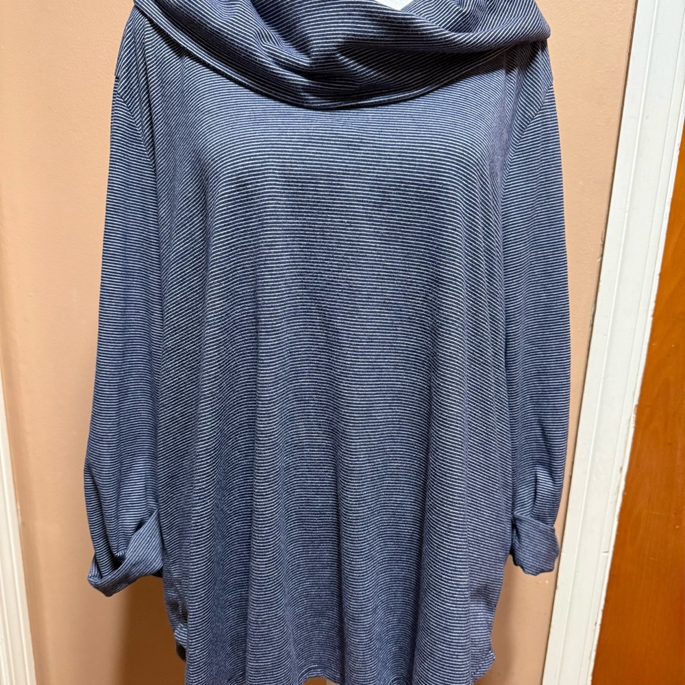 Croft & Barrow Striped Blue Cowl Neck Sweater